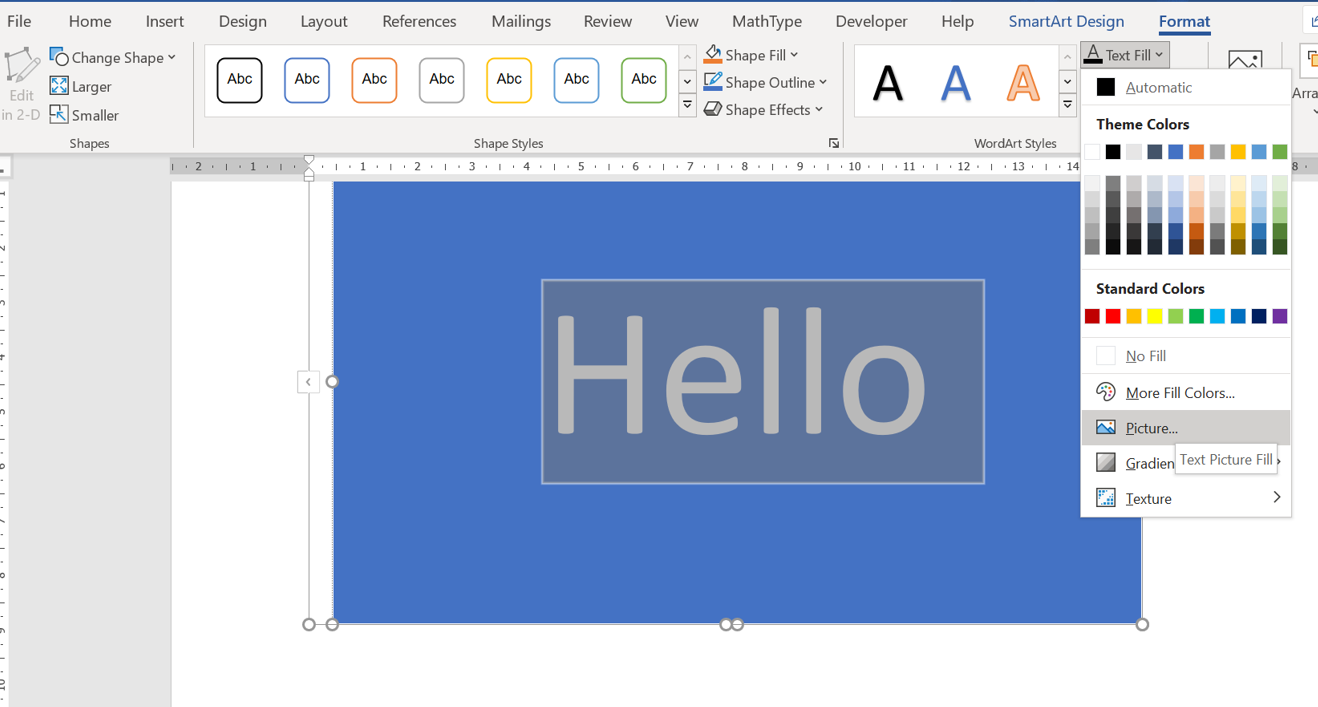 Cách lồng ghép hình ảnh vào chữ trong Microsoft Word