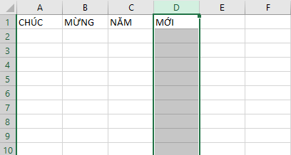 Cách chèn cột trong Excel