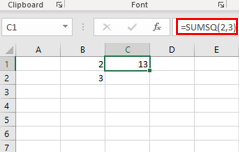Tính bình phương trong Excel